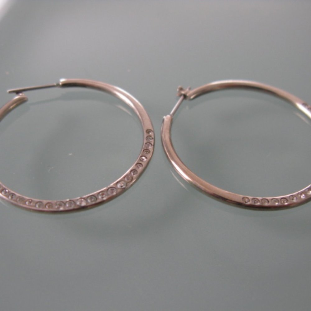 Kenneth Cole Silver Hoop Earrings w/ stone inlay